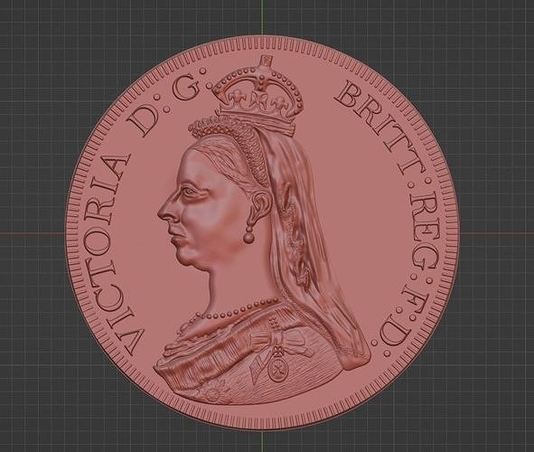 Crown Victoria Veiled Sovereign Coin Relief Design 3D print model