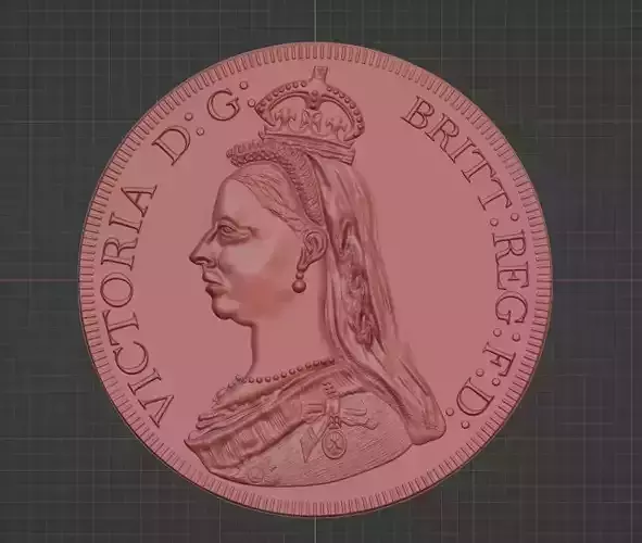 Crown Victoria Veiled Sovereign Coin Relief Design