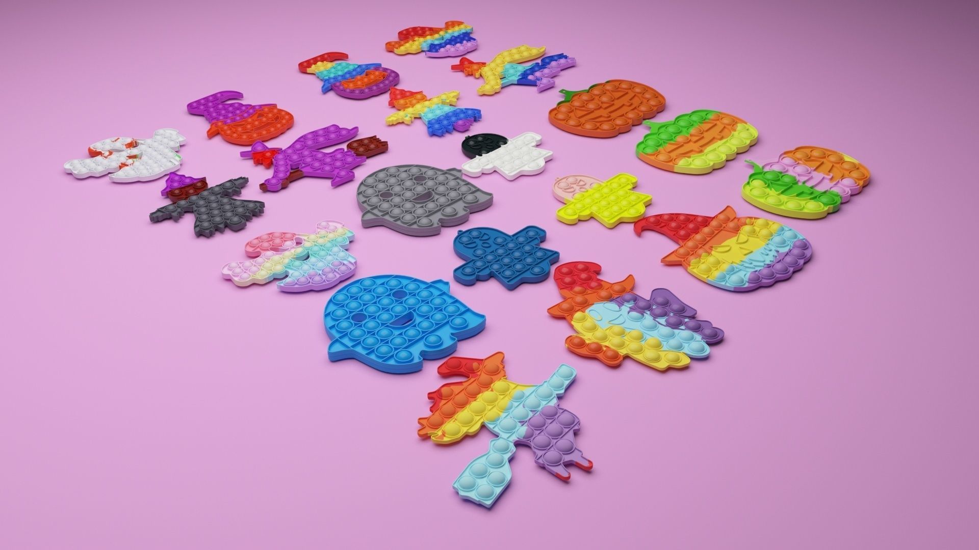 Halloween Pop It Fidget Toys Set 3D model_35