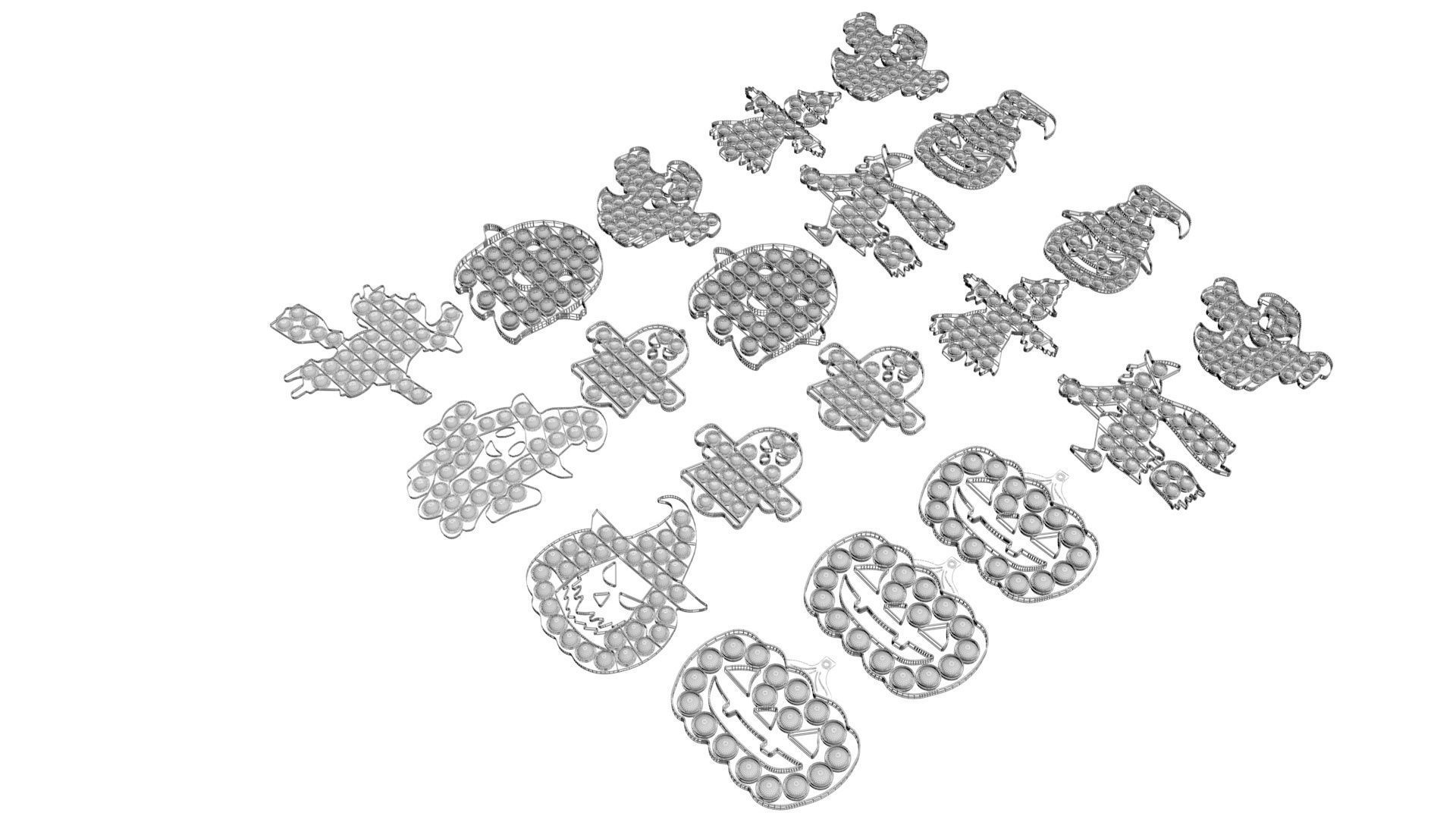 Halloween Pop It Fidget Toys Set 3D model_20