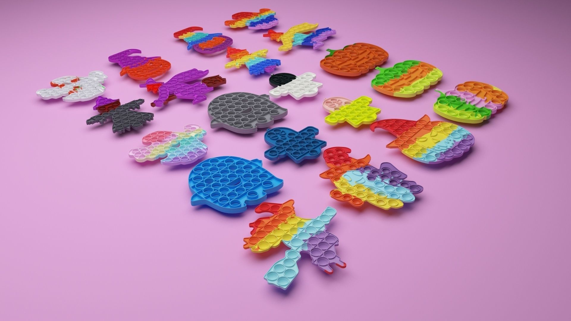 Halloween Pop It Fidget Toys Set 3D model_36