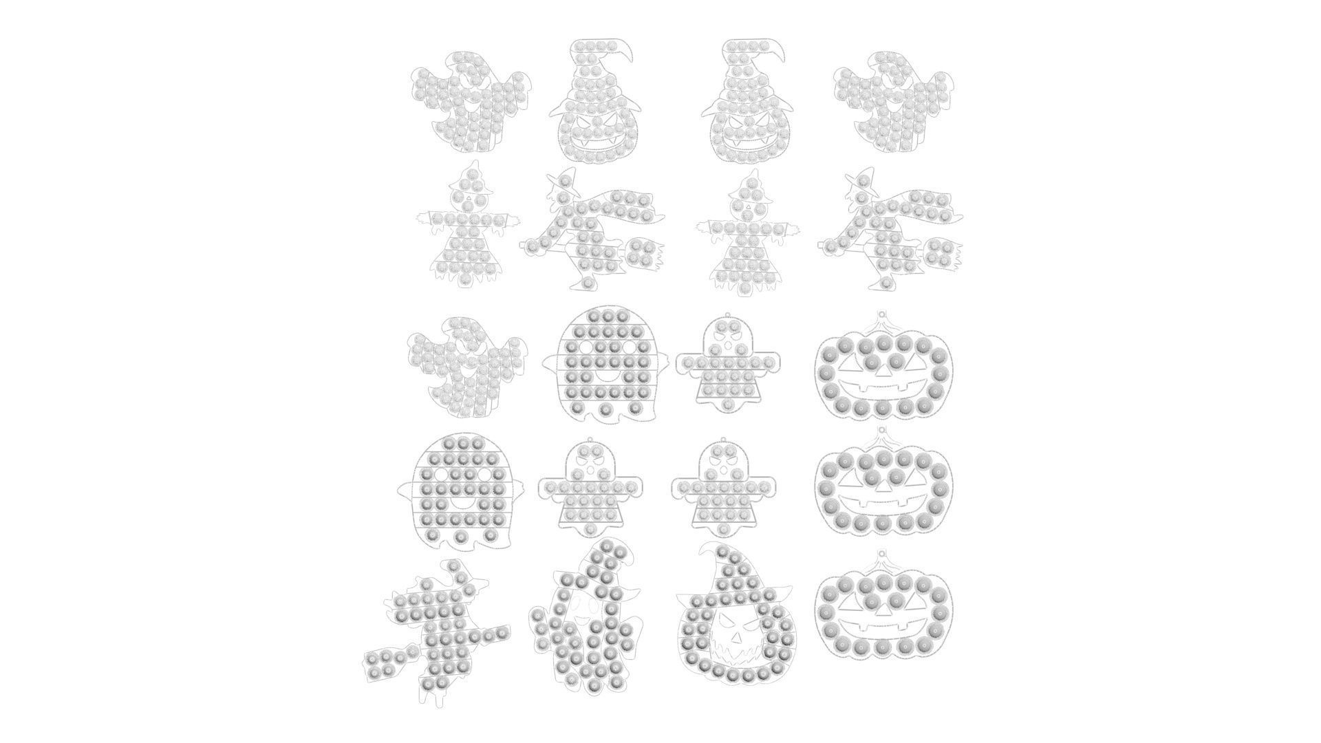 Halloween Pop It Fidget Toys Set 3D model_33