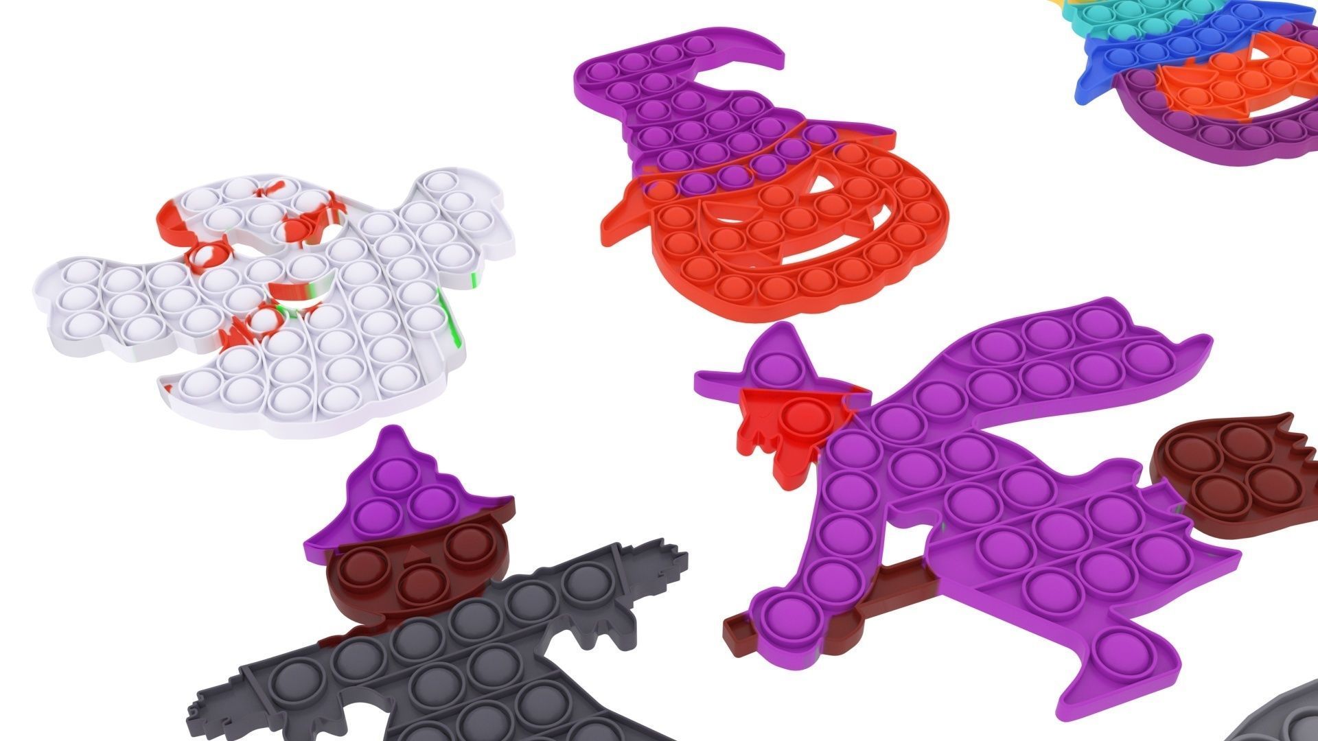 Halloween Pop It Fidget Toys Set 3D model_11