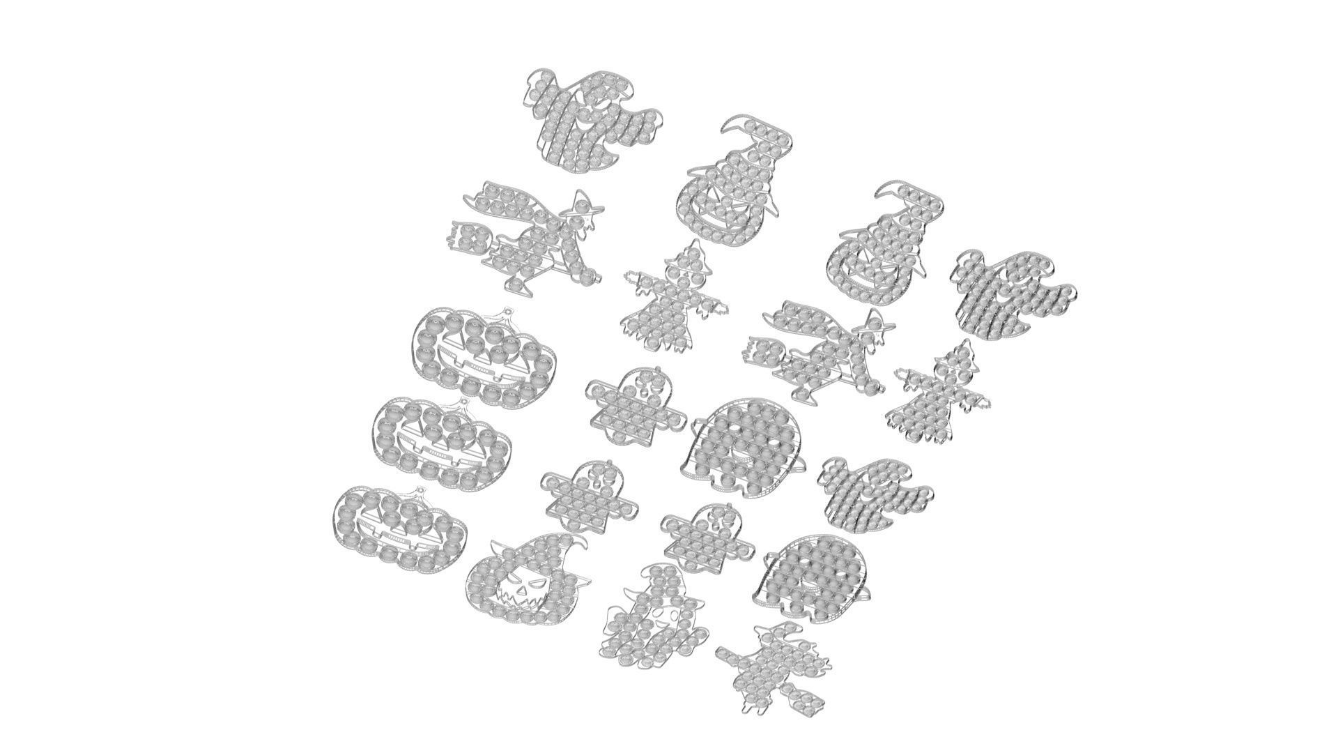 Halloween Pop It Fidget Toys Set 3D model_25