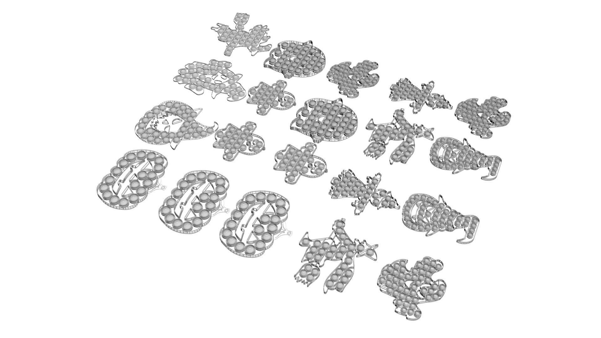 Halloween Pop It Fidget Toys Set 3D model_21