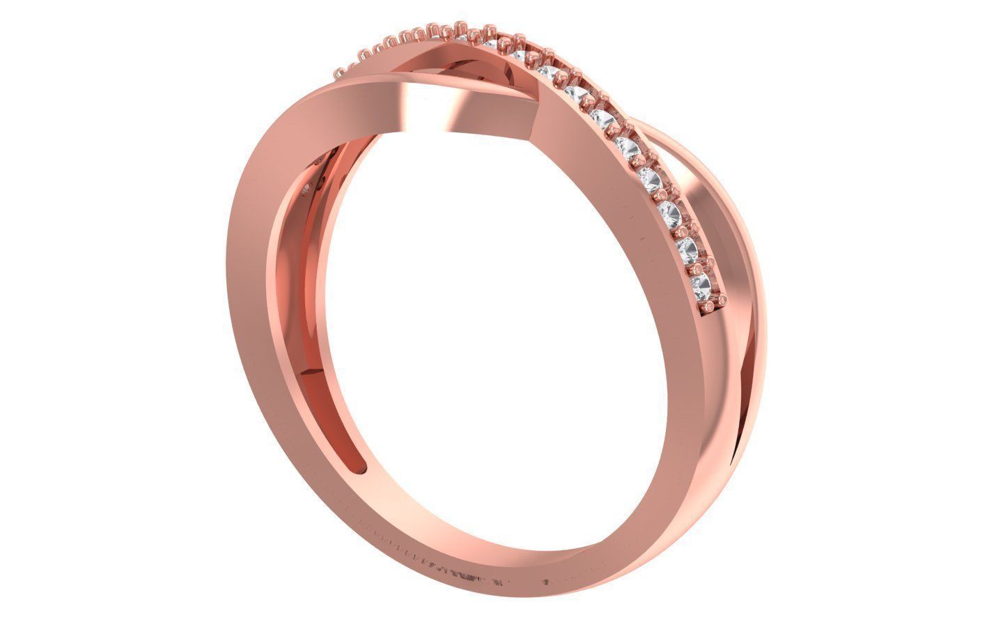 Solitaire Wedding Engagement Women Bypass Double Band Rings 3D print model_1