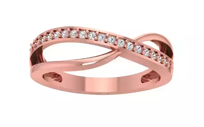 Solitaire Wedding Engagement Women Bypass Double Band Rings 3D print model