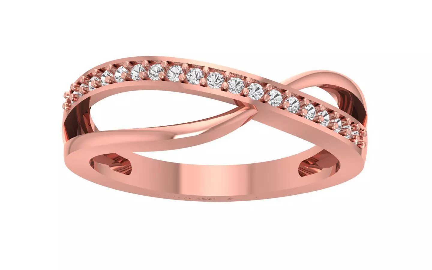 Solitaire Wedding Engagement Women Bypass Double Band Rings 3D print model_0