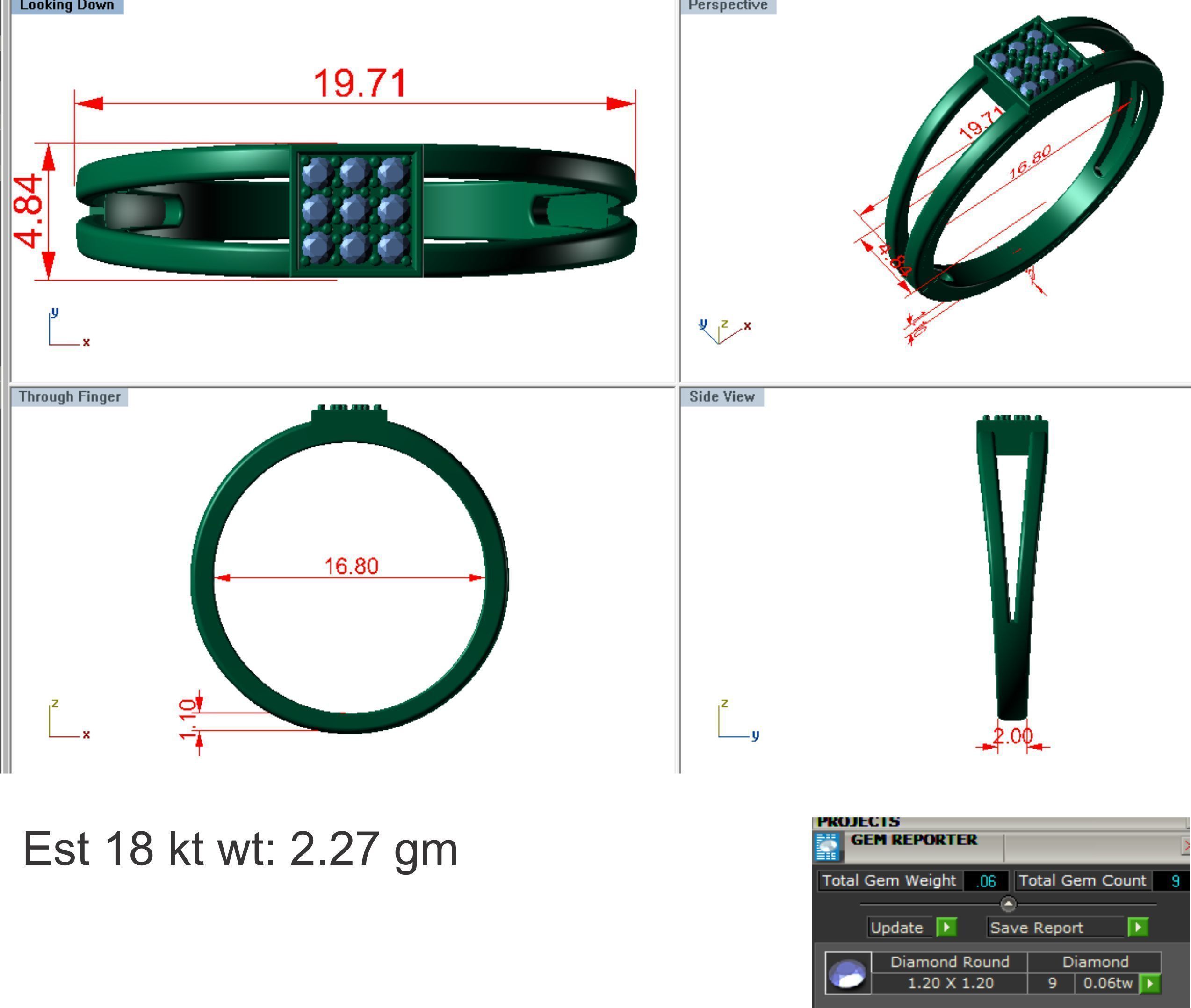 Solitaire Wedding Engagement Women Double Band Rings 3D print model_3