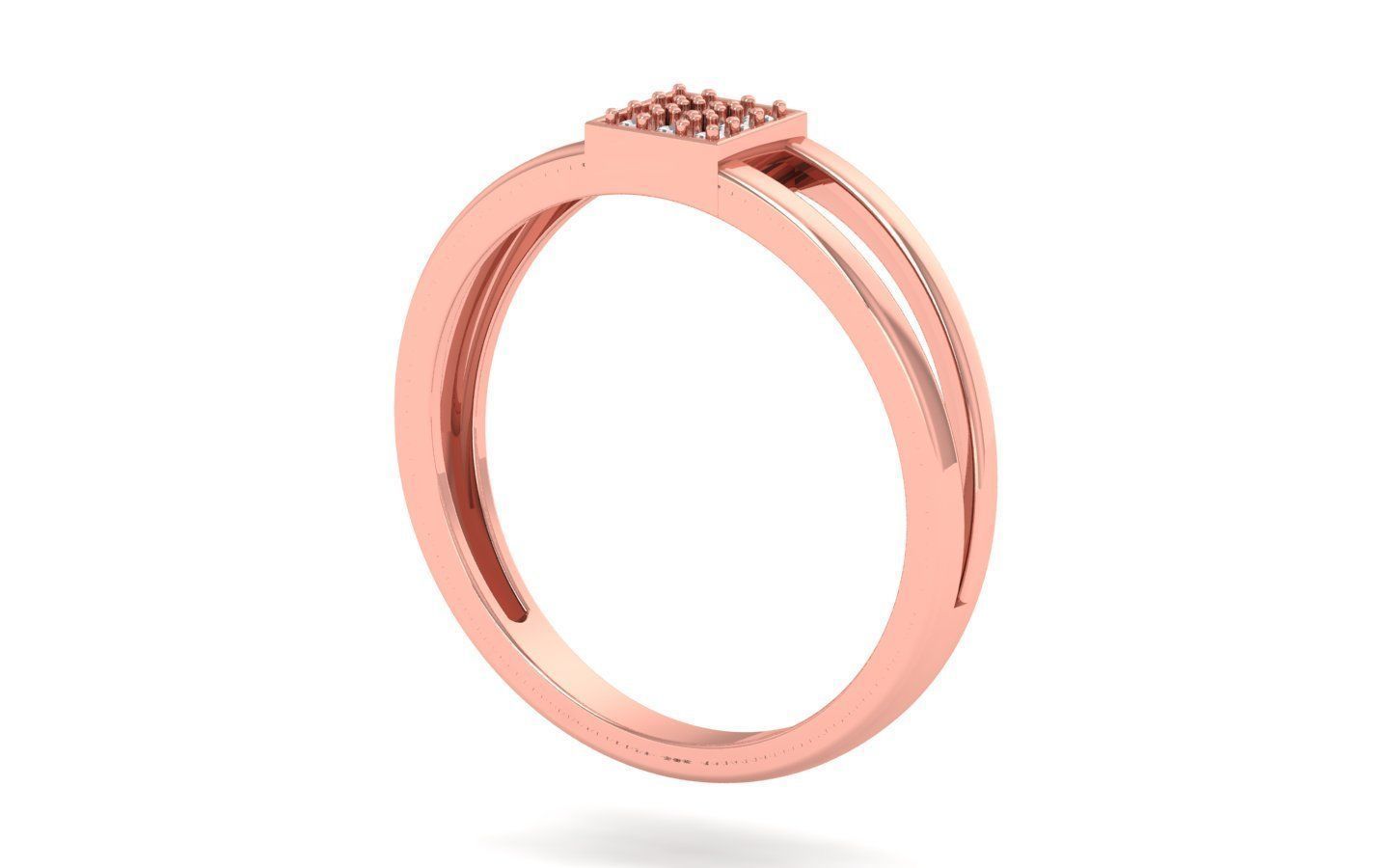 Solitaire Wedding Engagement Women Double Band Rings 3D print model_1