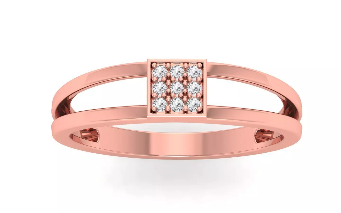 Solitaire Wedding Engagement Women Double Band Rings 3D print model_0