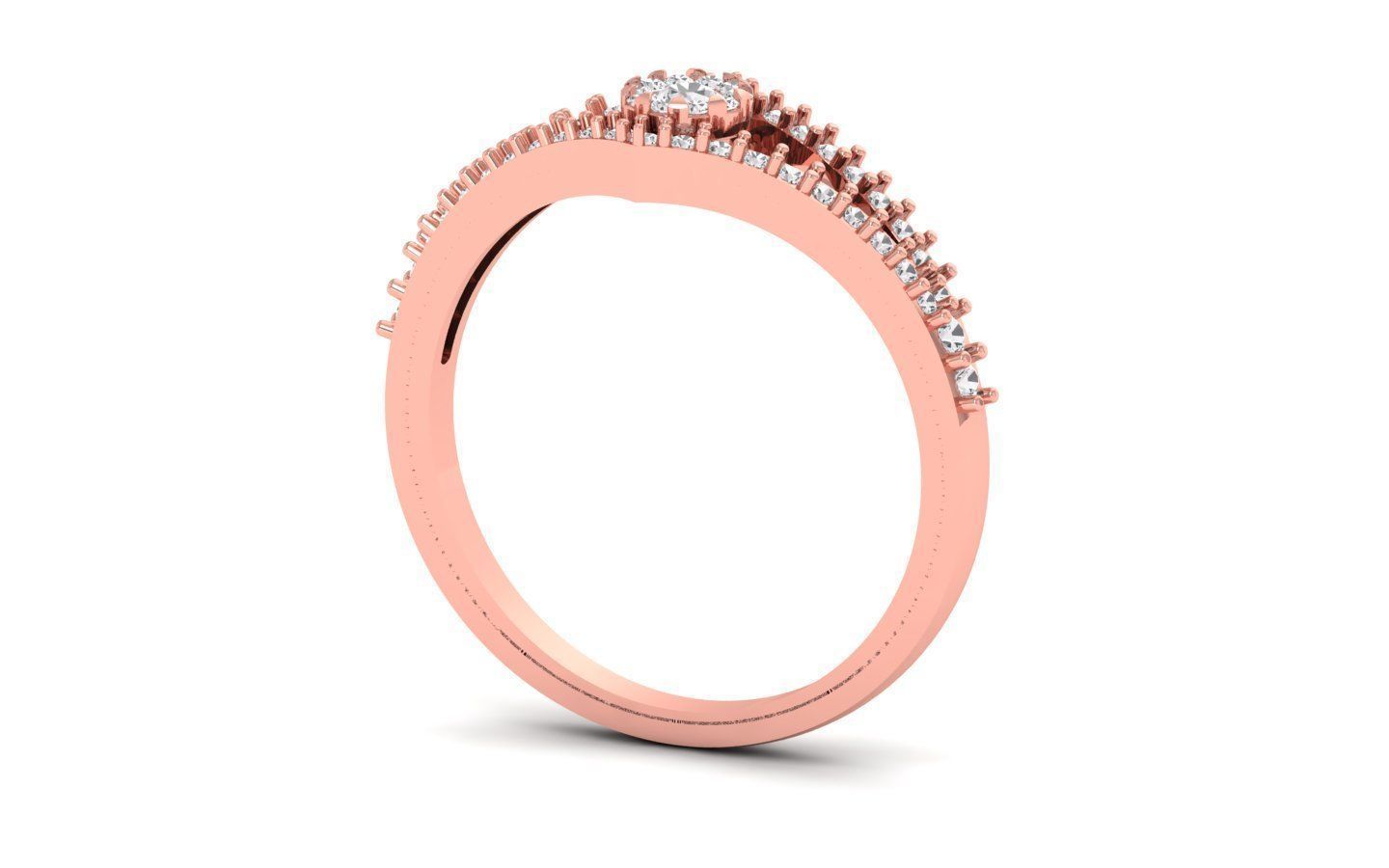 Solitaire Wedding Engagement Women Double Band Rings 3D print model_1