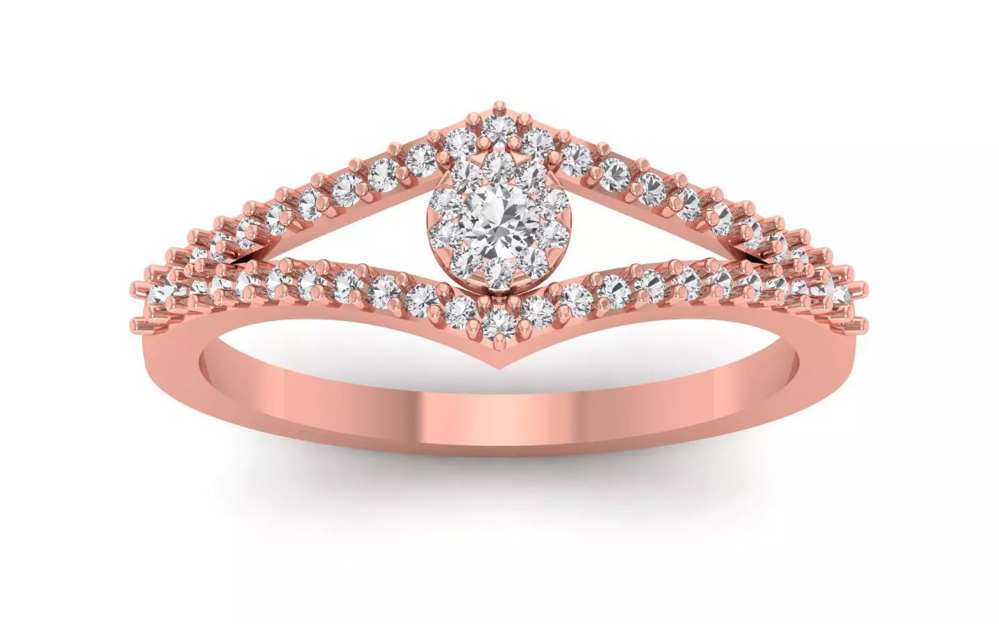 Solitaire Wedding Engagement Women Double Band Rings 3D print model_0