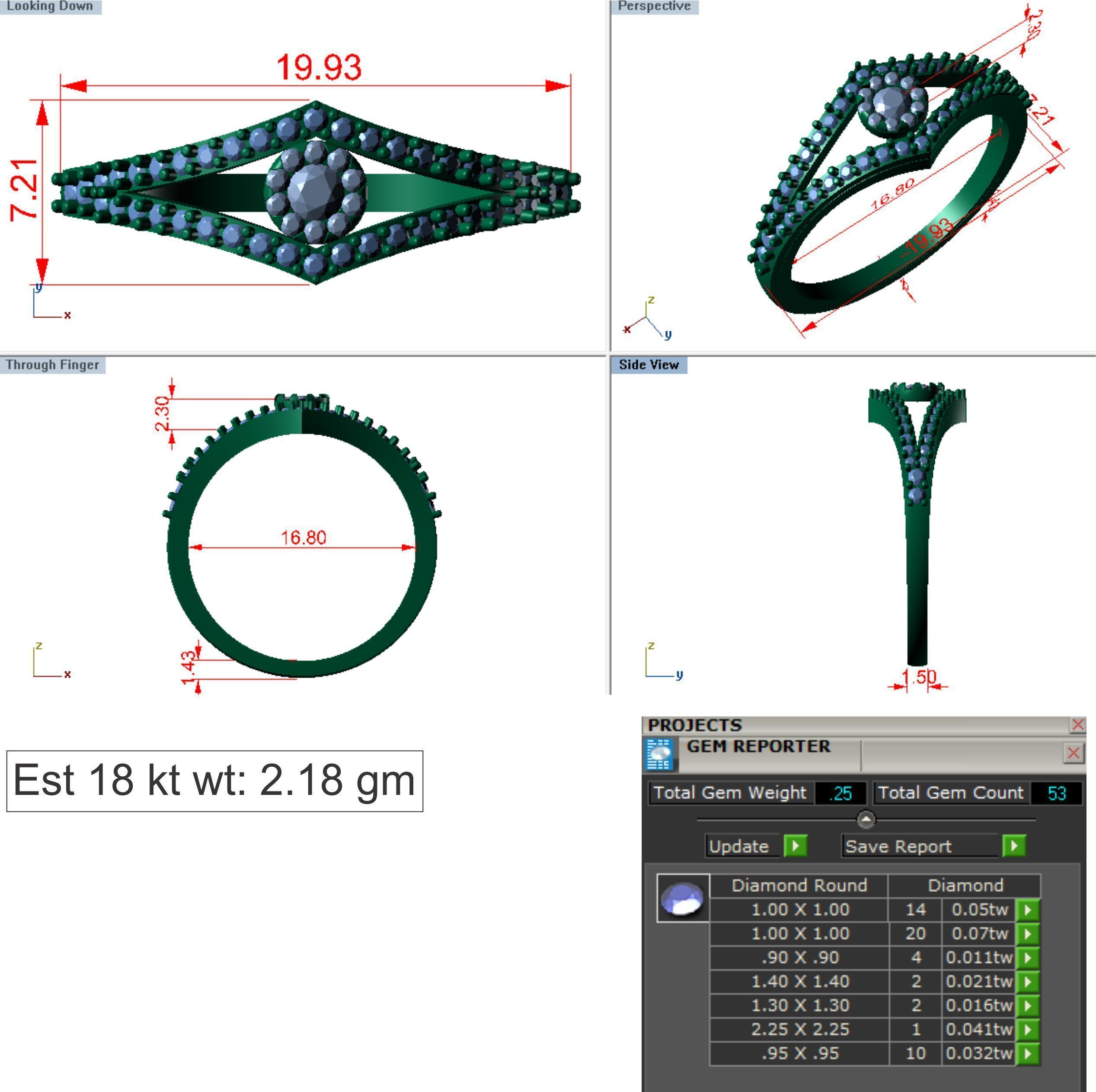 Solitaire Wedding Engagement Women Double Band Rings 3D print model_3