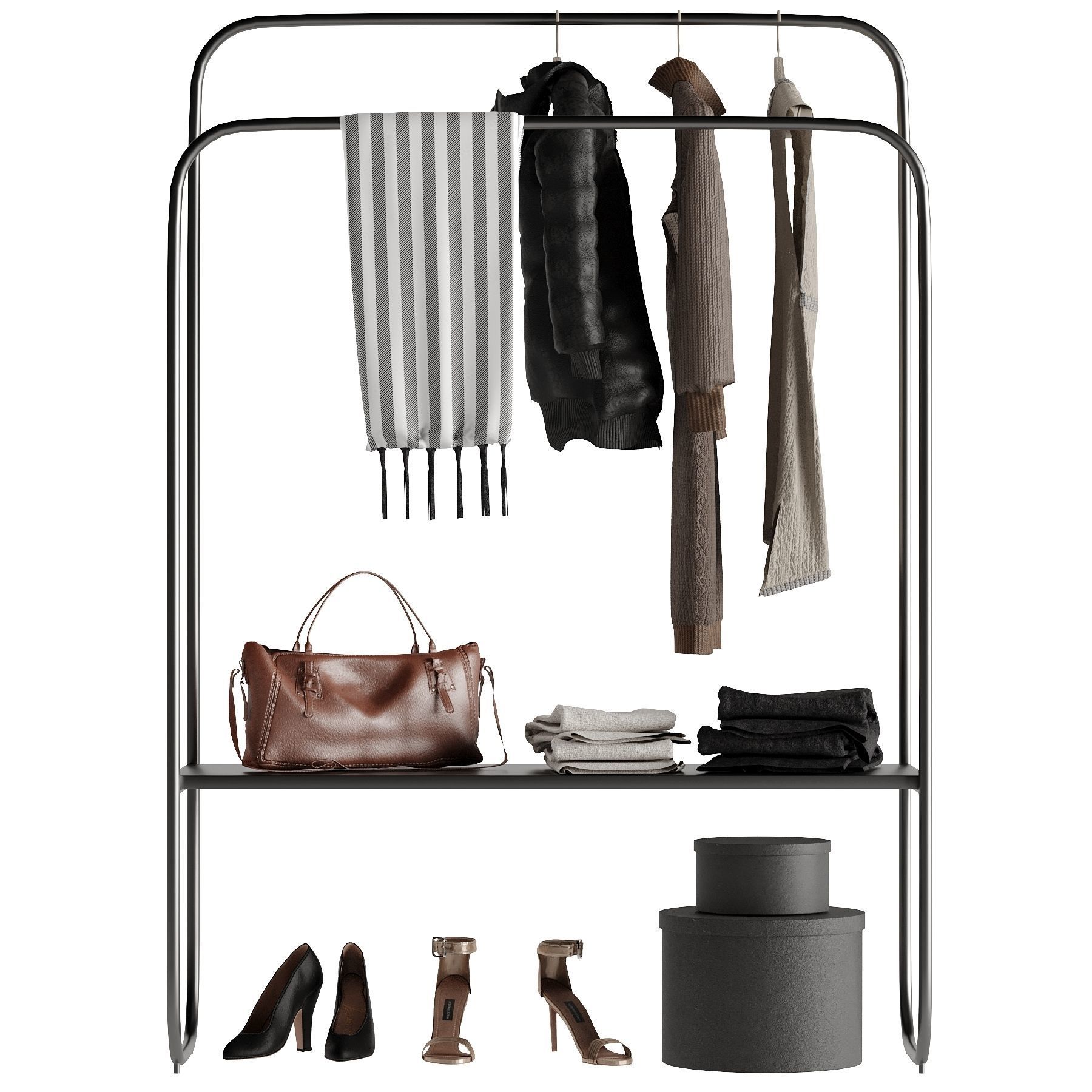 Hallway Set 2 wardrobe rack - bedroom furniture sets home 3D model_2