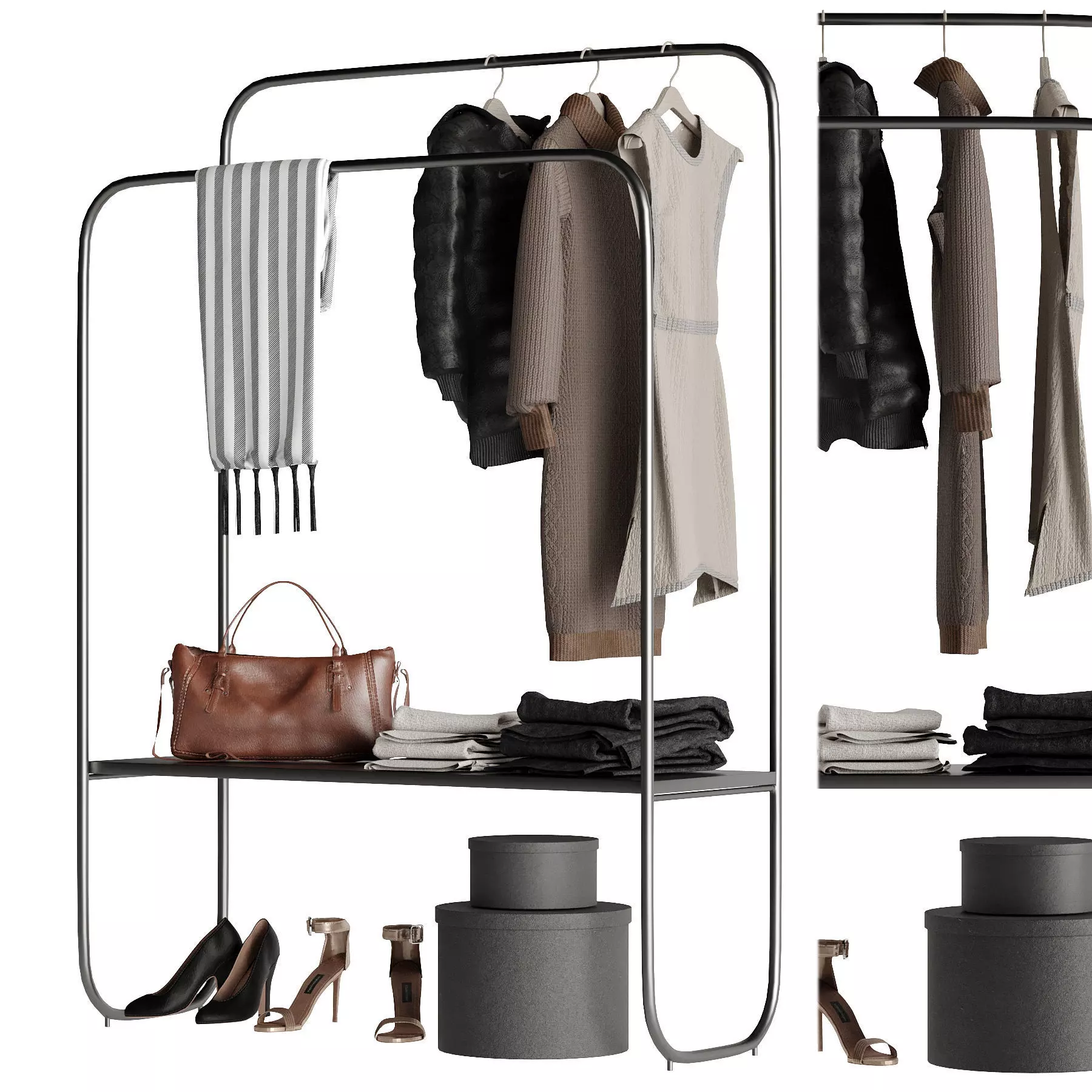 Hallway Set 2 wardrobe rack - bedroom furniture sets home 3D model_0