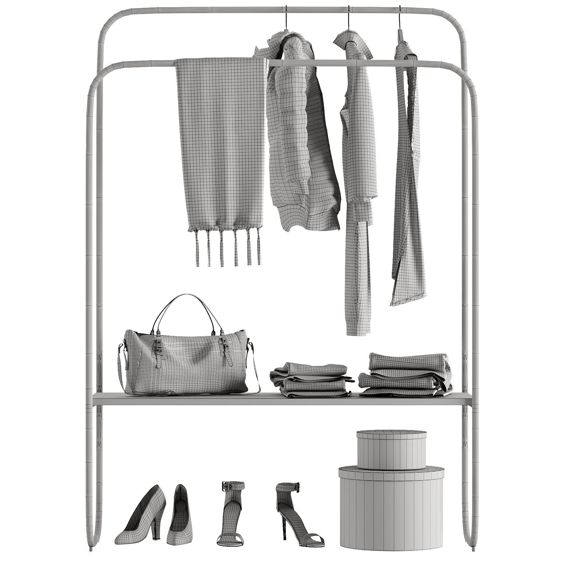 Hallway Set 2 wardrobe rack - bedroom furniture sets home 3D model_3