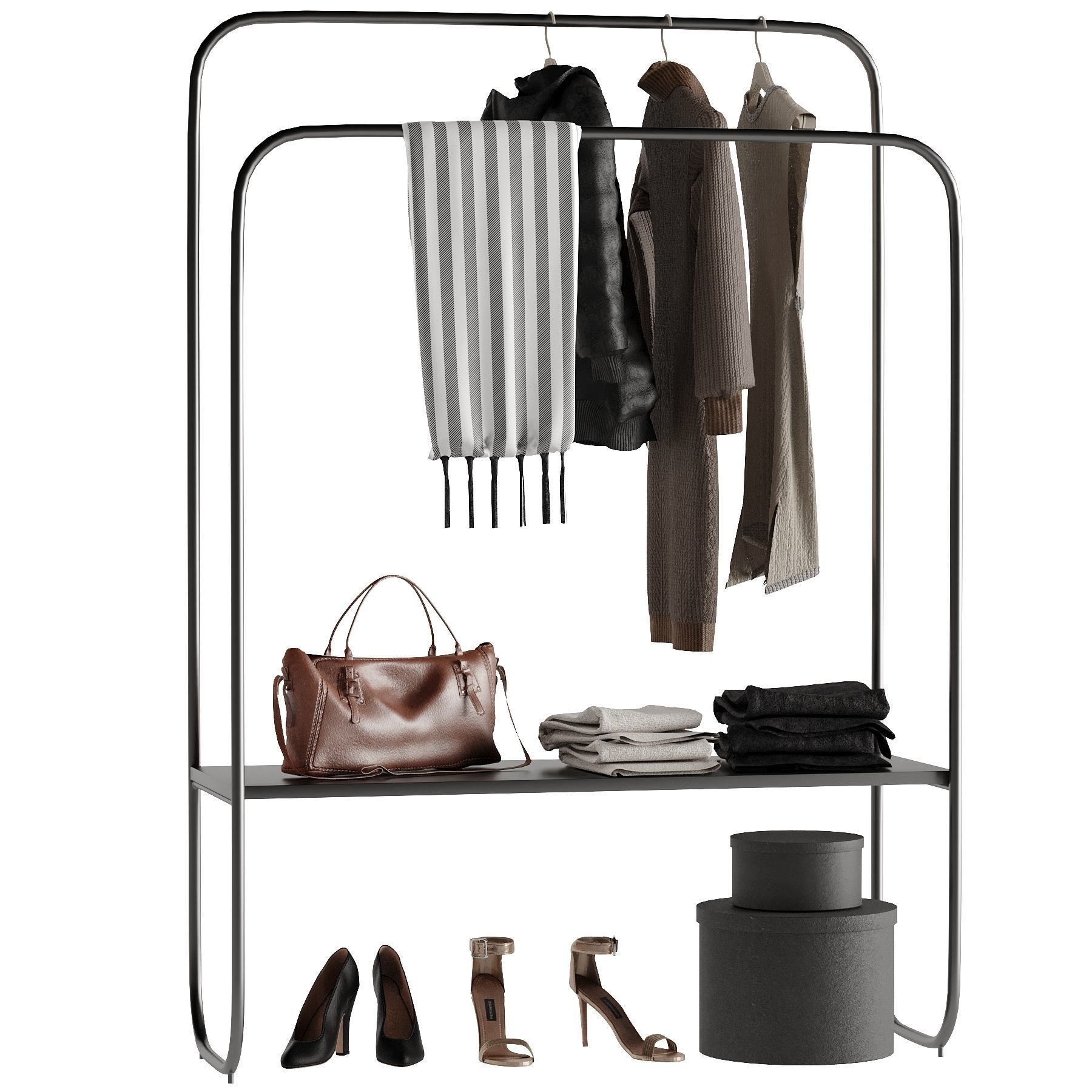 Hallway Set 2 wardrobe rack - bedroom furniture sets home 3D model_1