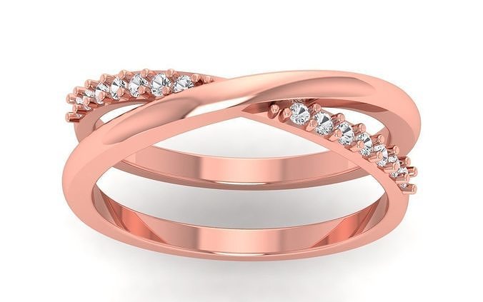Solitaire Wedding Engagement Women Bypass Double Band Rings 3D print model