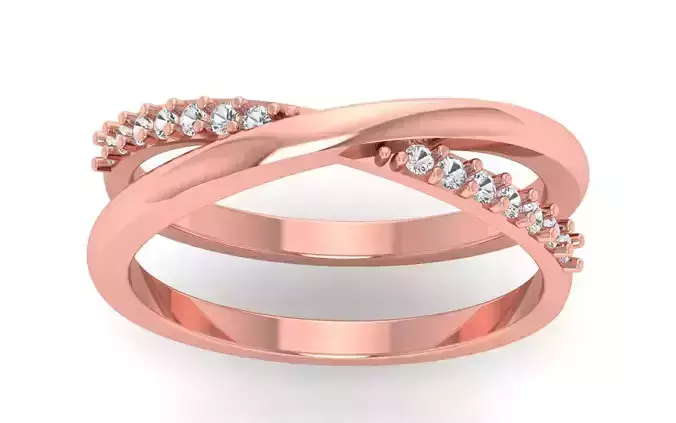 Solitaire Wedding Engagement Women Bypass Double Band Rings 3D print model