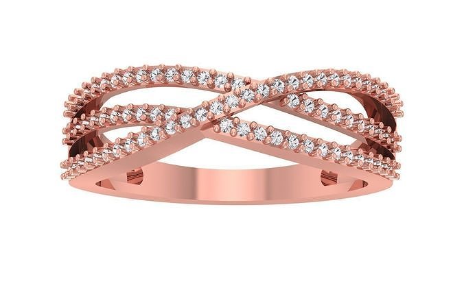 Solitaire Wedding Engagement Women Bypass Three Band Rings 3D print model