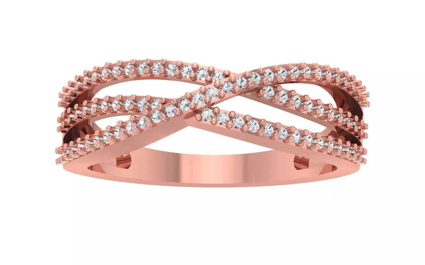 Solitaire Wedding Engagement Women Bypass Three Band Rings 3D print model_0