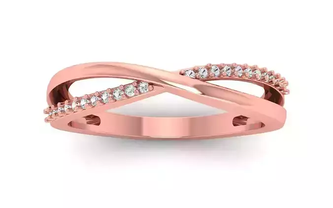 Solitaire Wedding Engagement Women Bypass Double Band Rings 3D print model