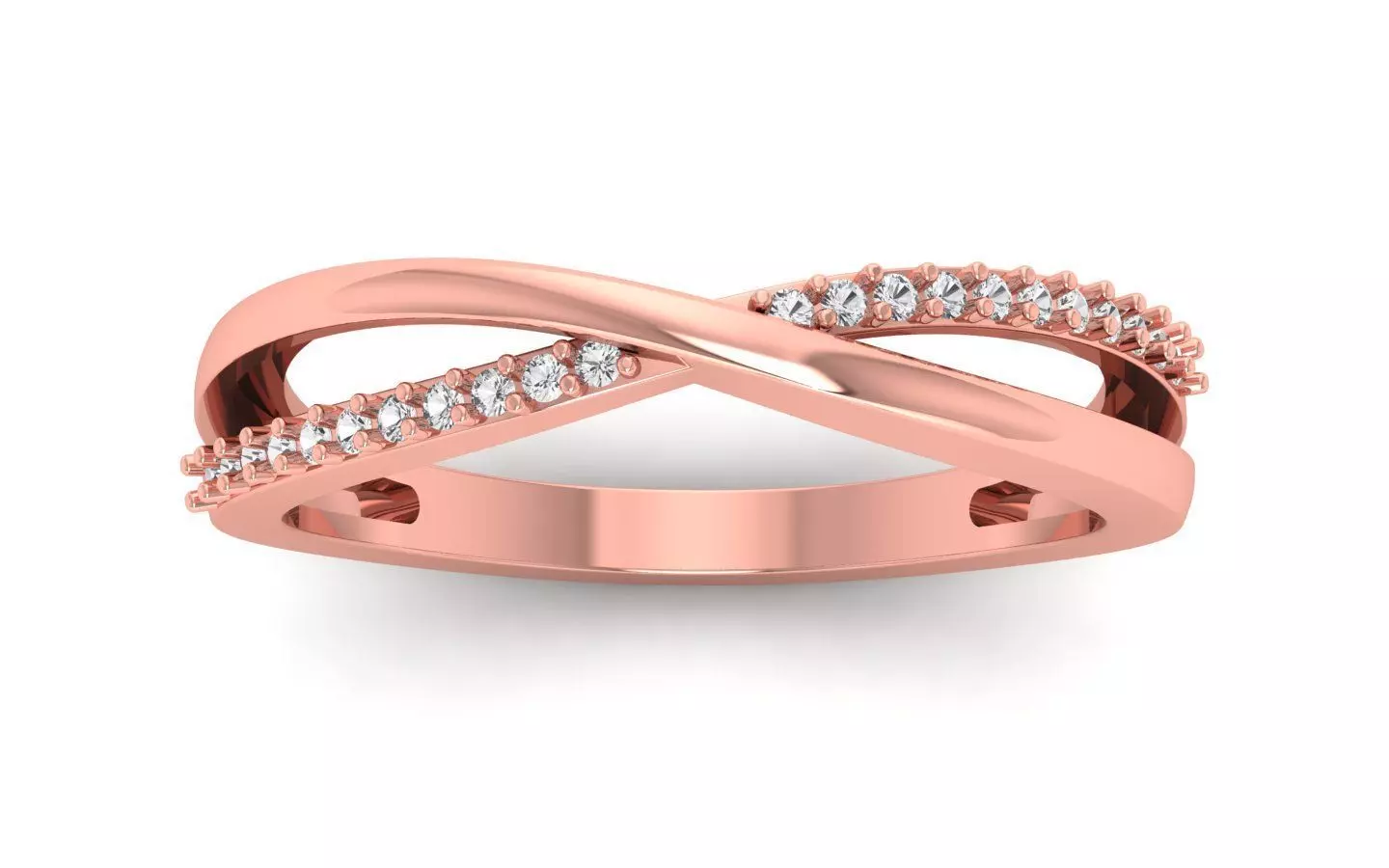 Solitaire Wedding Engagement Women Bypass Double Band Rings 3D print model_0