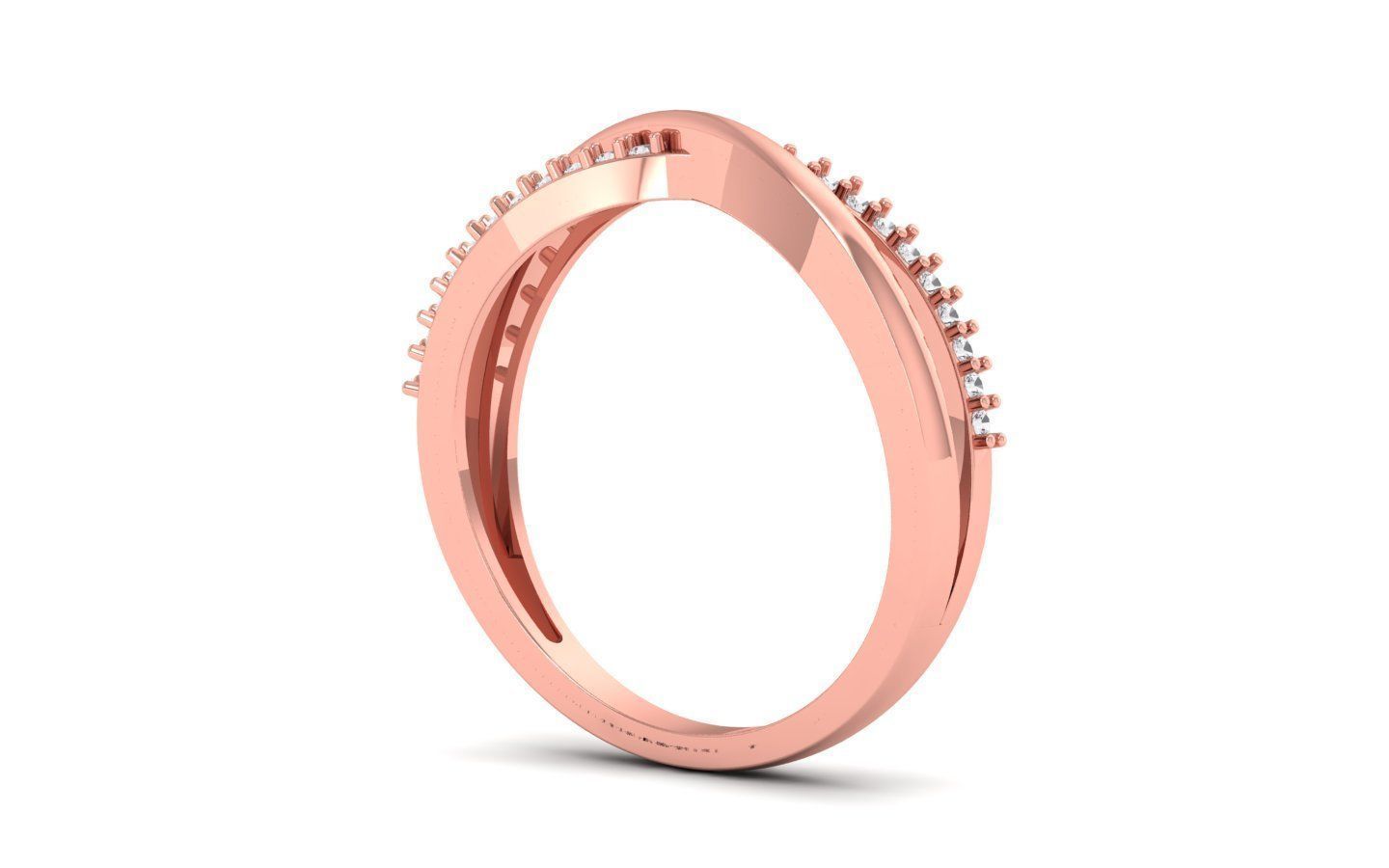 Solitaire Wedding Engagement Women Bypass Double Band Rings 3D print model_2