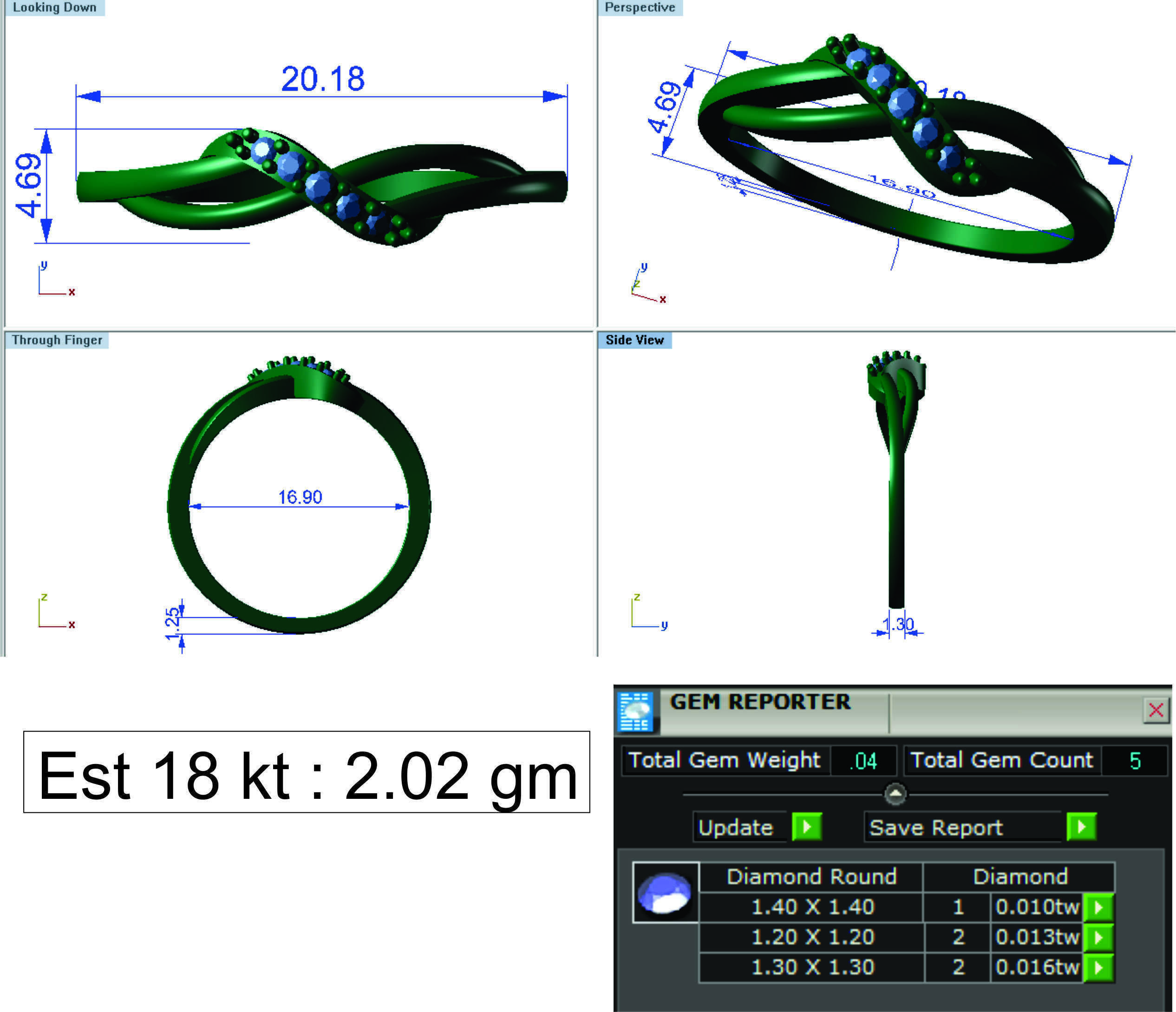 Solitaire Wedding Engagement Women Light Weight Bypass Rings 3D print model_3