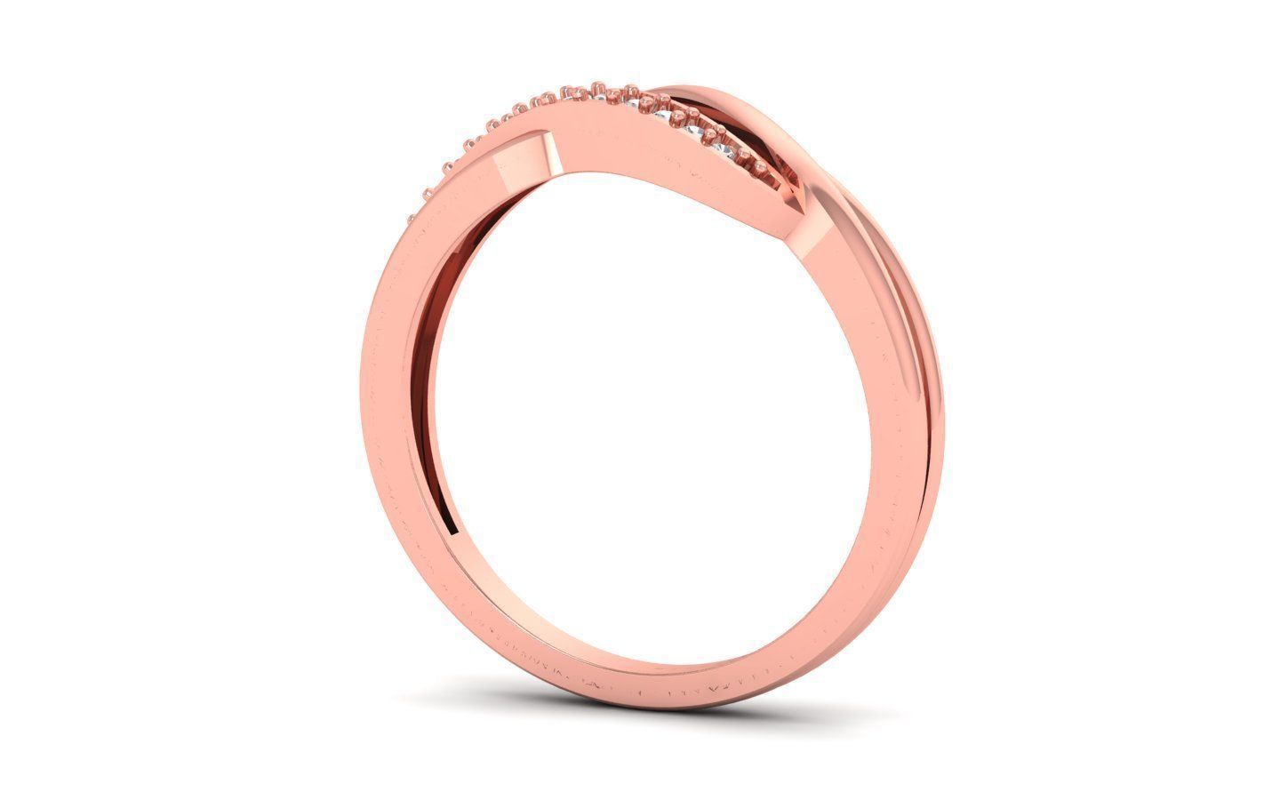 Solitaire Wedding Engagement Women Bypass Double Band Rings 3D print model_1
