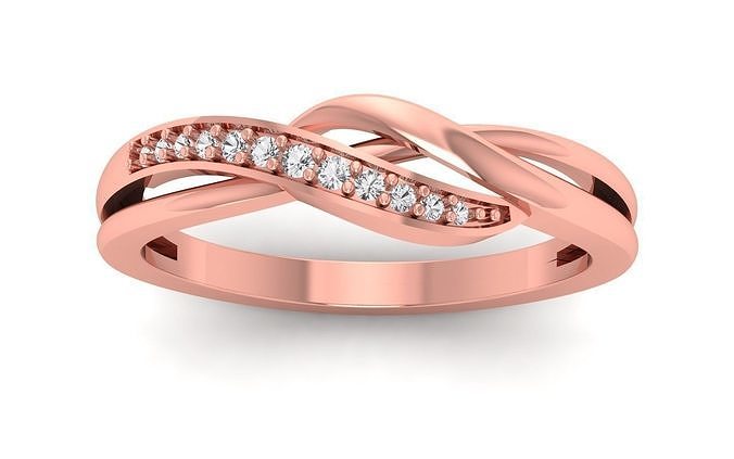 Solitaire Wedding Engagement Women Bypass Double Band Rings 3D print model
