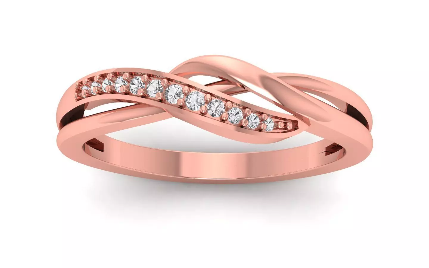 Solitaire Wedding Engagement Women Bypass Double Band Rings 3D print model_0