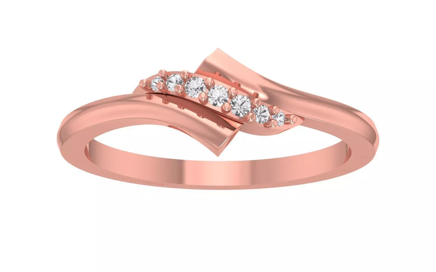 Solitaire Wedding Engagement Women Light Weight Bypass Rings 3D print model_0