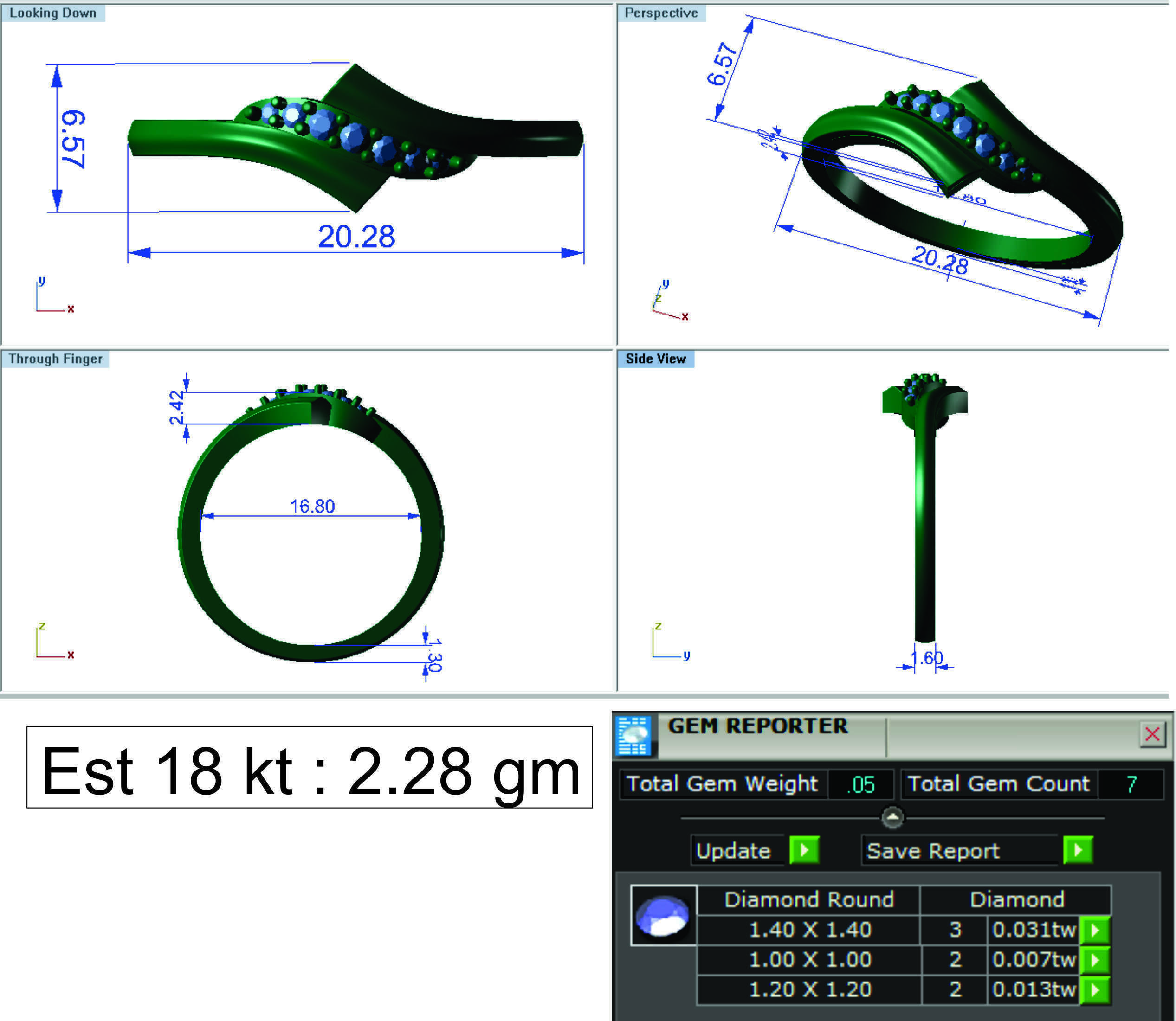Solitaire Wedding Engagement Women Light Weight Bypass Rings 3D print model_3