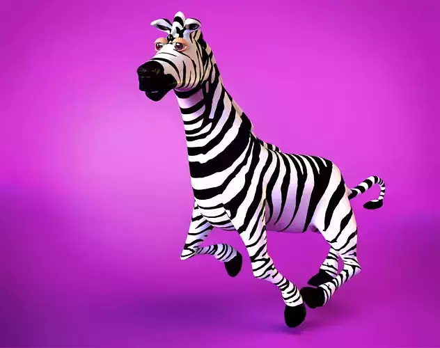 Zebra cute cartoon style 3D model