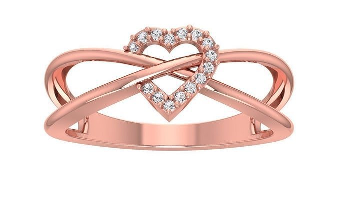 Solitaire Wedding Engagement Women Double Band Heart Rings 3D print model
