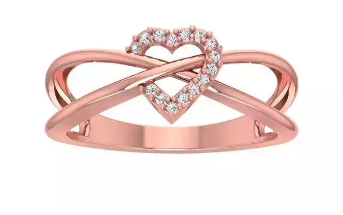 Solitaire Wedding Engagement Women Double Band Heart Rings 3D print model