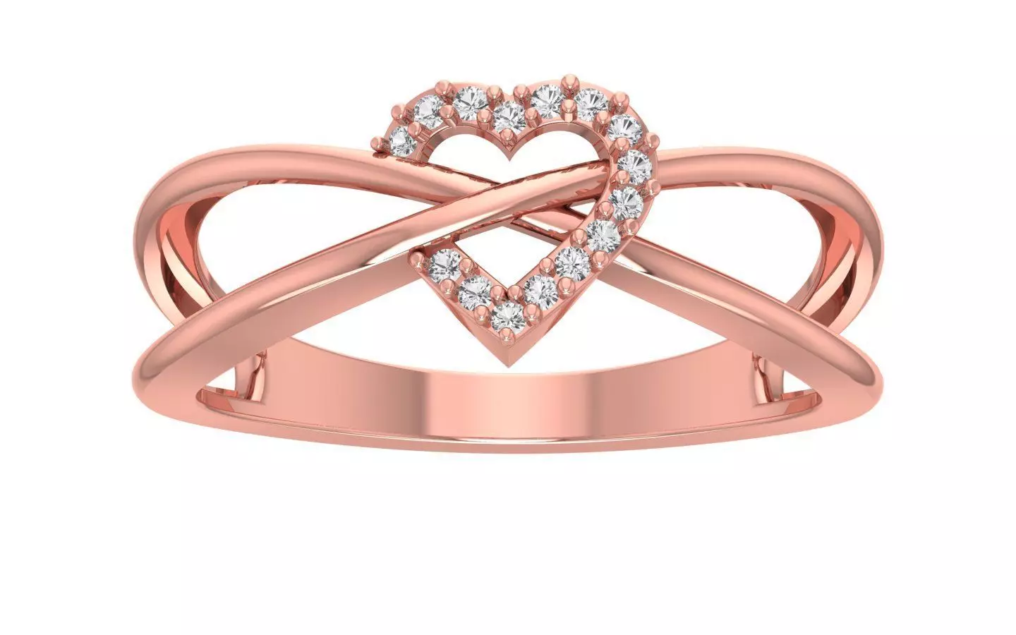 Solitaire Wedding Engagement Women Double Band Heart Rings 3D print model_0