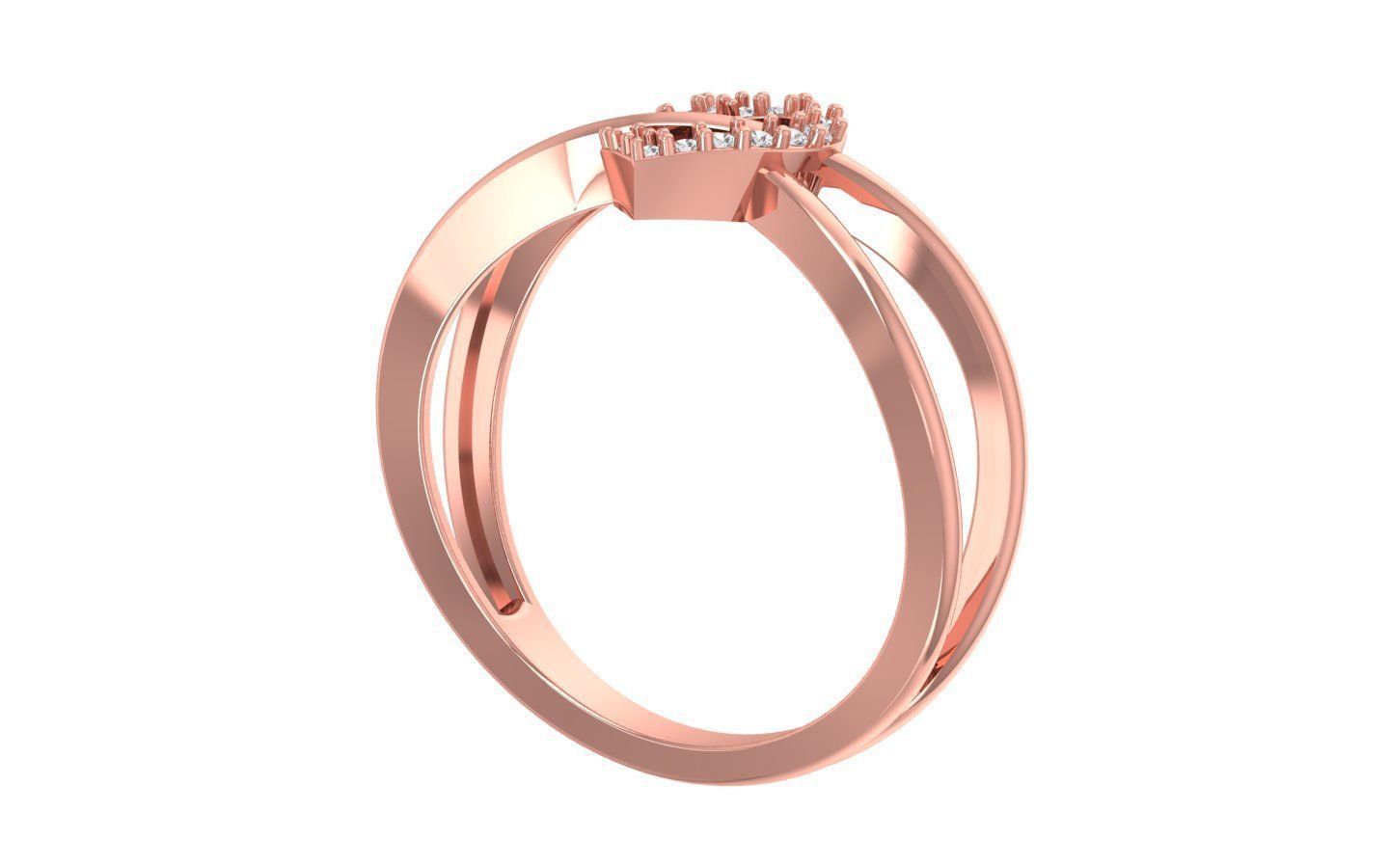 Solitaire Wedding Engagement Women Double Band Heart Rings 3D print model_2