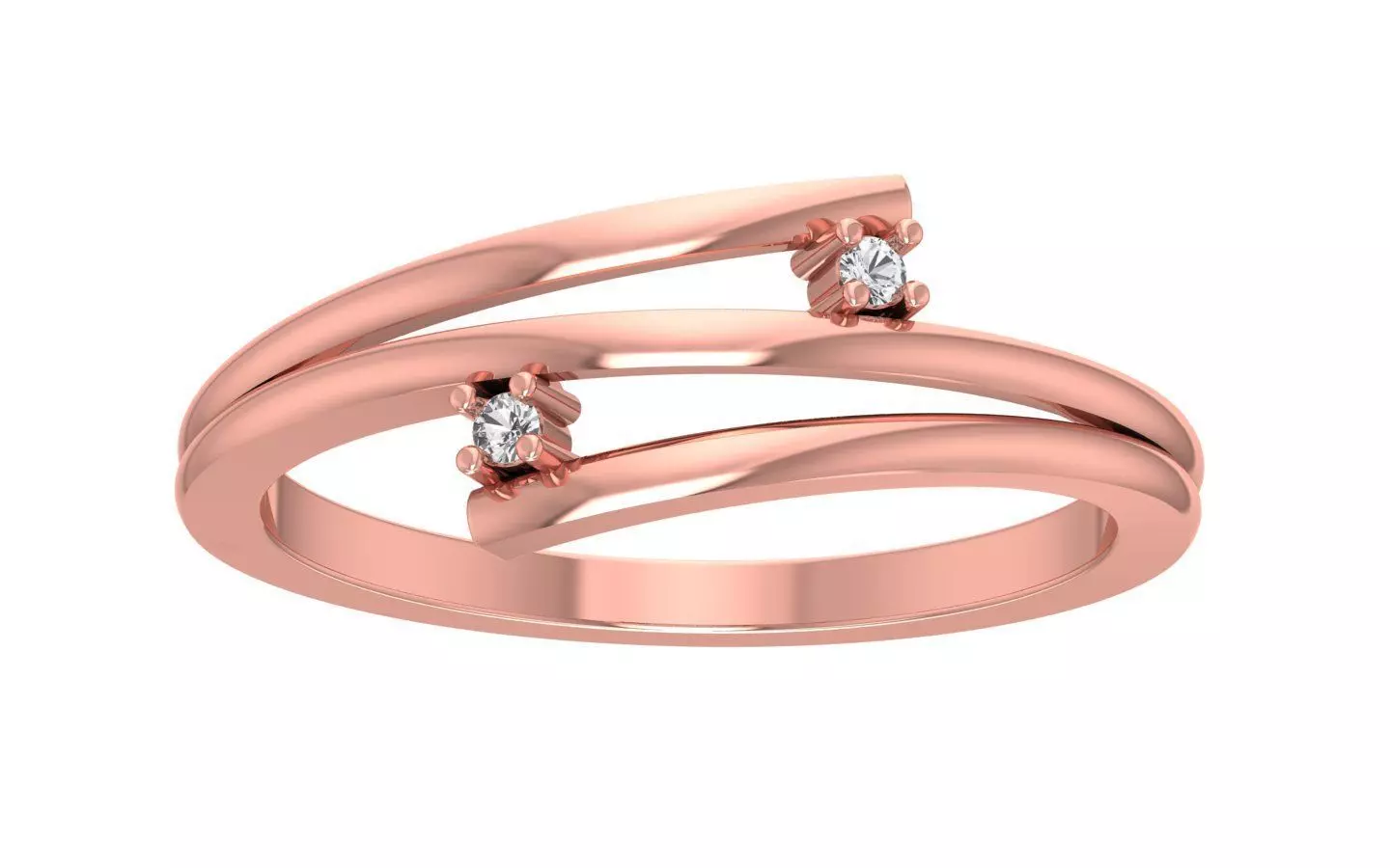 Solitaire Wedding Engagement Women Light Weight Bypass Rings 3D print model_0