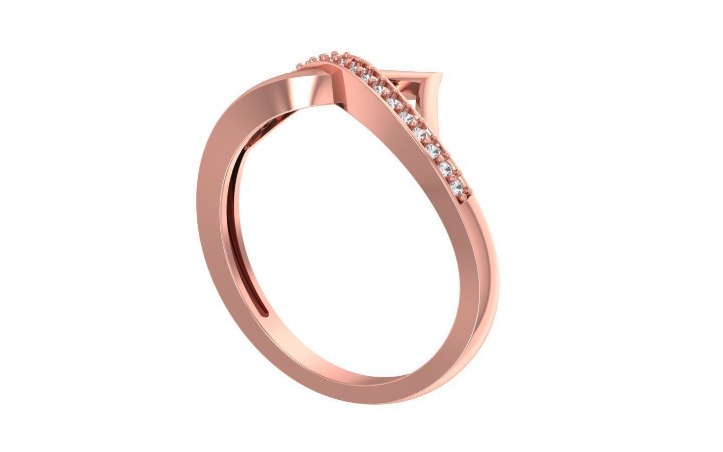 Solitaire Wedding Engagement Women Light Weight Bypass Rings 3D print model_1