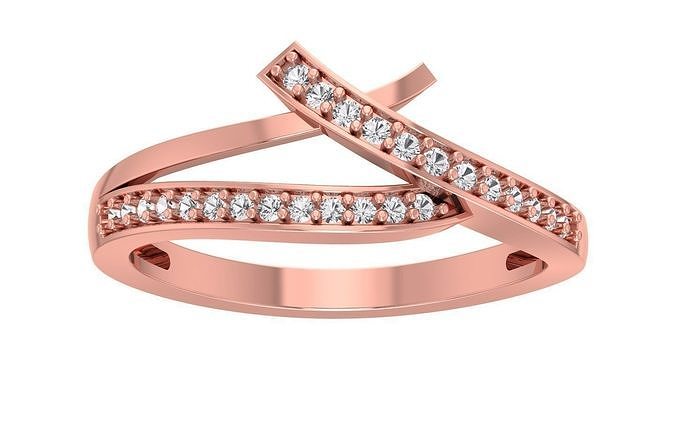 Solitaire Wedding Engagement Women Light Weight Bypass Rings 3D print model