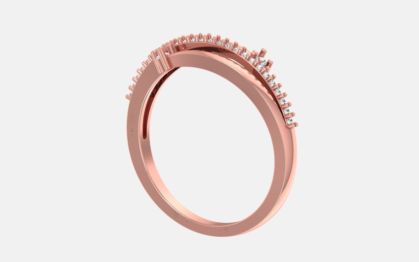 Solitaire Wedding Engagement Women Light Weight Bypass Rings 3D print model_2