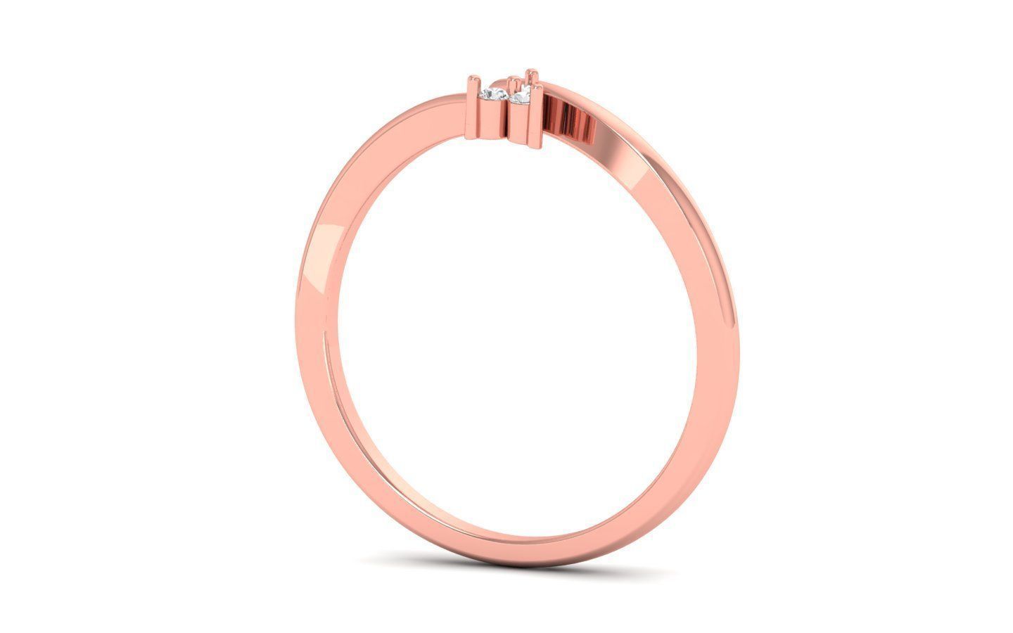 Solitaire Wedding Engagement Women Light Weight Bypass Rings 3D print model_2