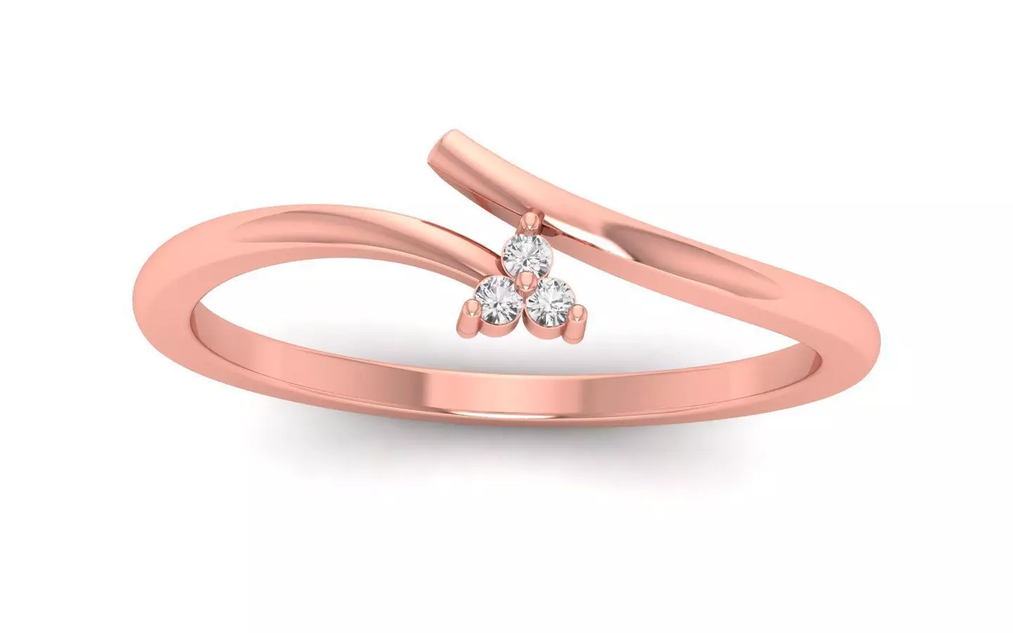 Solitaire Wedding Engagement Women Light Weight Bypass Rings 3D print model_0