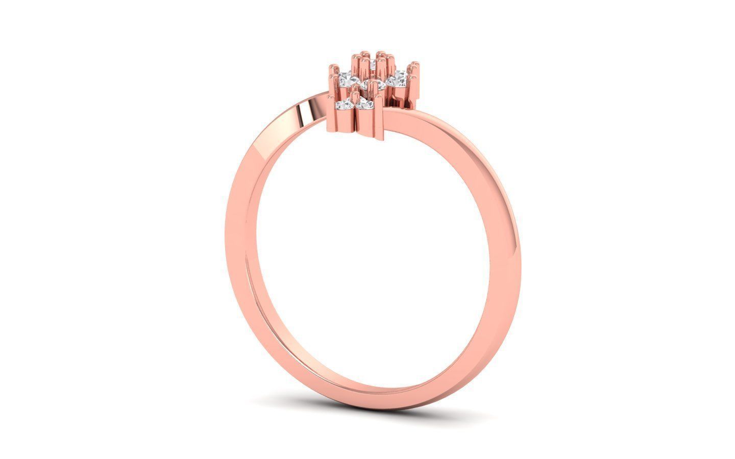 Solitaire Wedding Engagement Women Light Weight Bypass Rings 3D print model_2