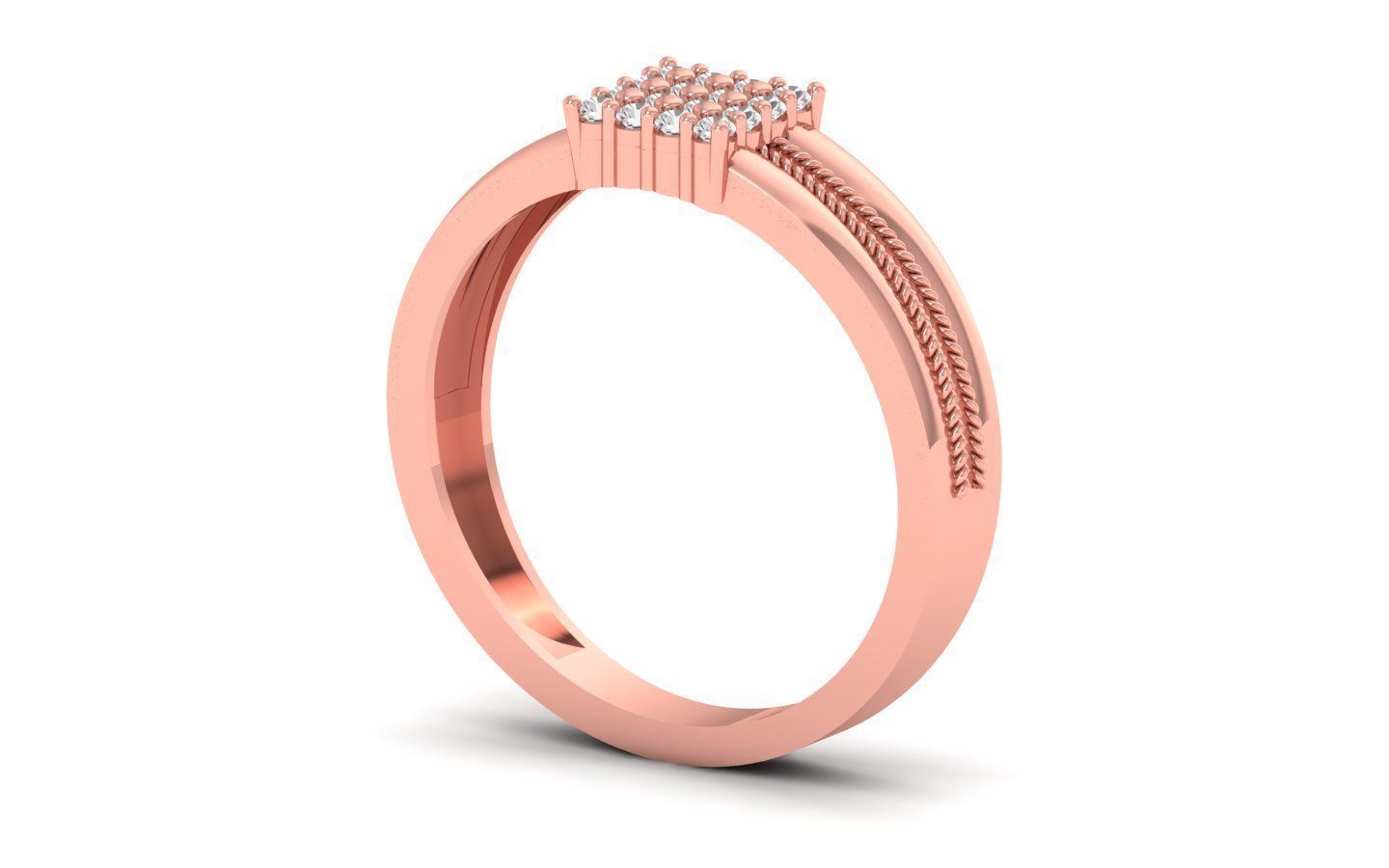 Solitaire Wedding Engagement Band Ring 3D print model_2