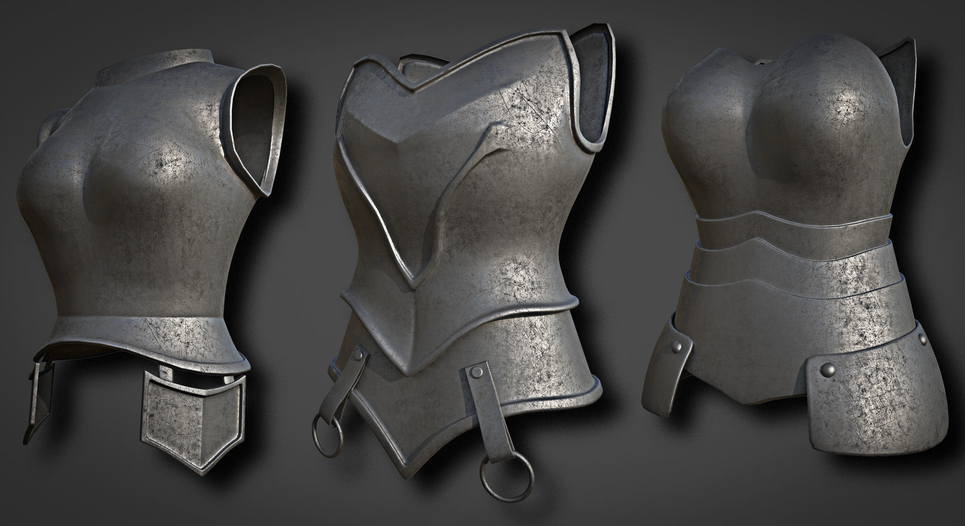 20 Body Armor Base Mesh Pack With UV Low-poly 3D model_7