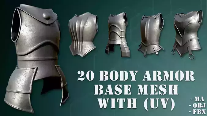 20 Body Armor Base Mesh Pack With UV